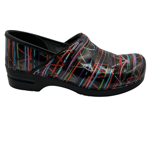 Dansko Womens 11.5 Professional Retro Streamer Patent Leather Clogs Comfort Shoe - Picture 8 of 16